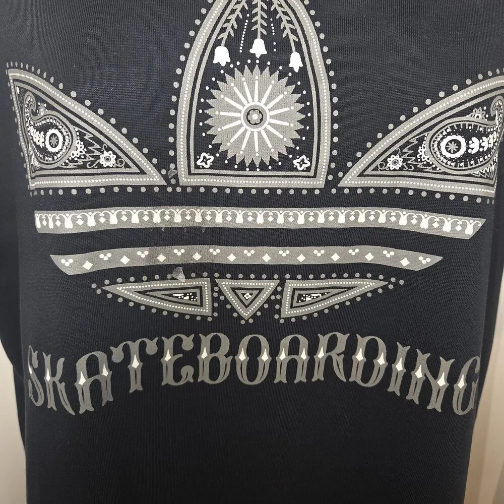Adidas Skateboarding Paisley Bandana Trefoil Graphic Tee - Black (Sample Tag) M